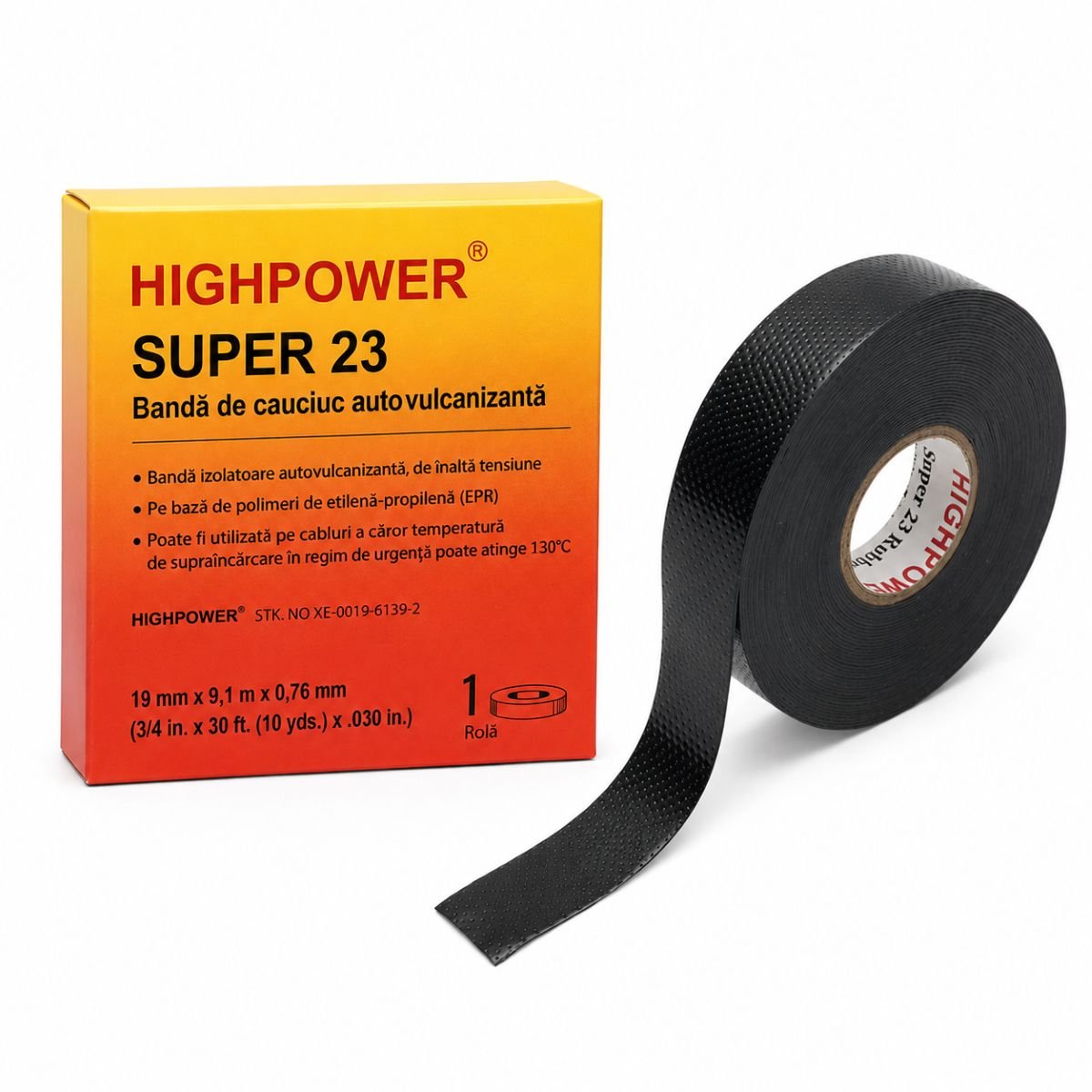 Banda autovulcanizanta electroizolanta din cauciuc 19mm x 9.1m Super 23 HighPower AAA155