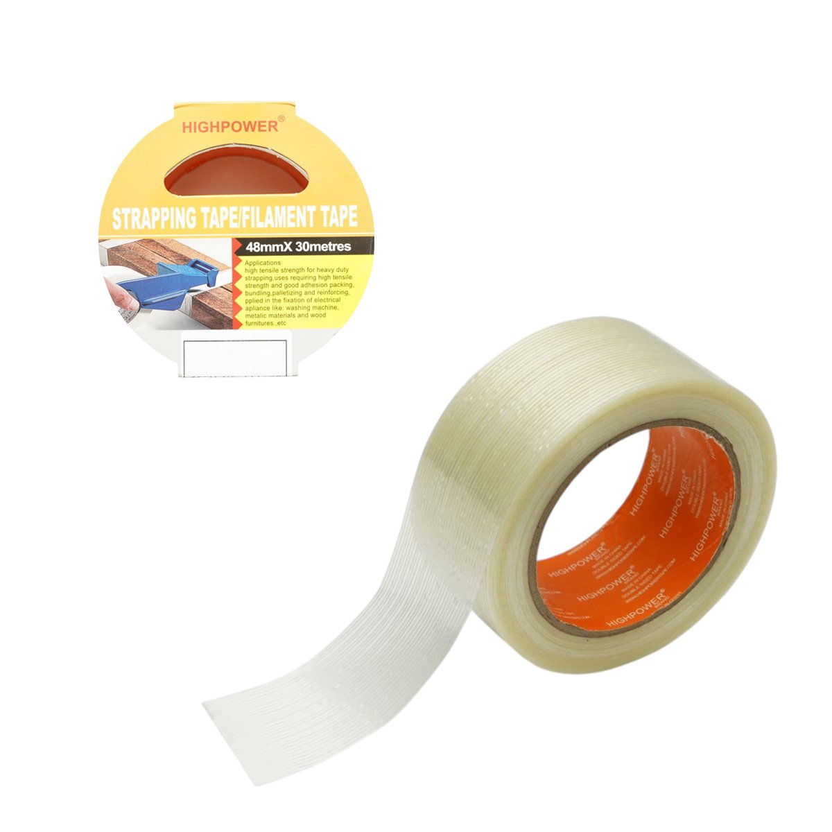 Banda adeziva ranforsata cu filament 48mm x 30m pentru ambalare HighPower AAA166