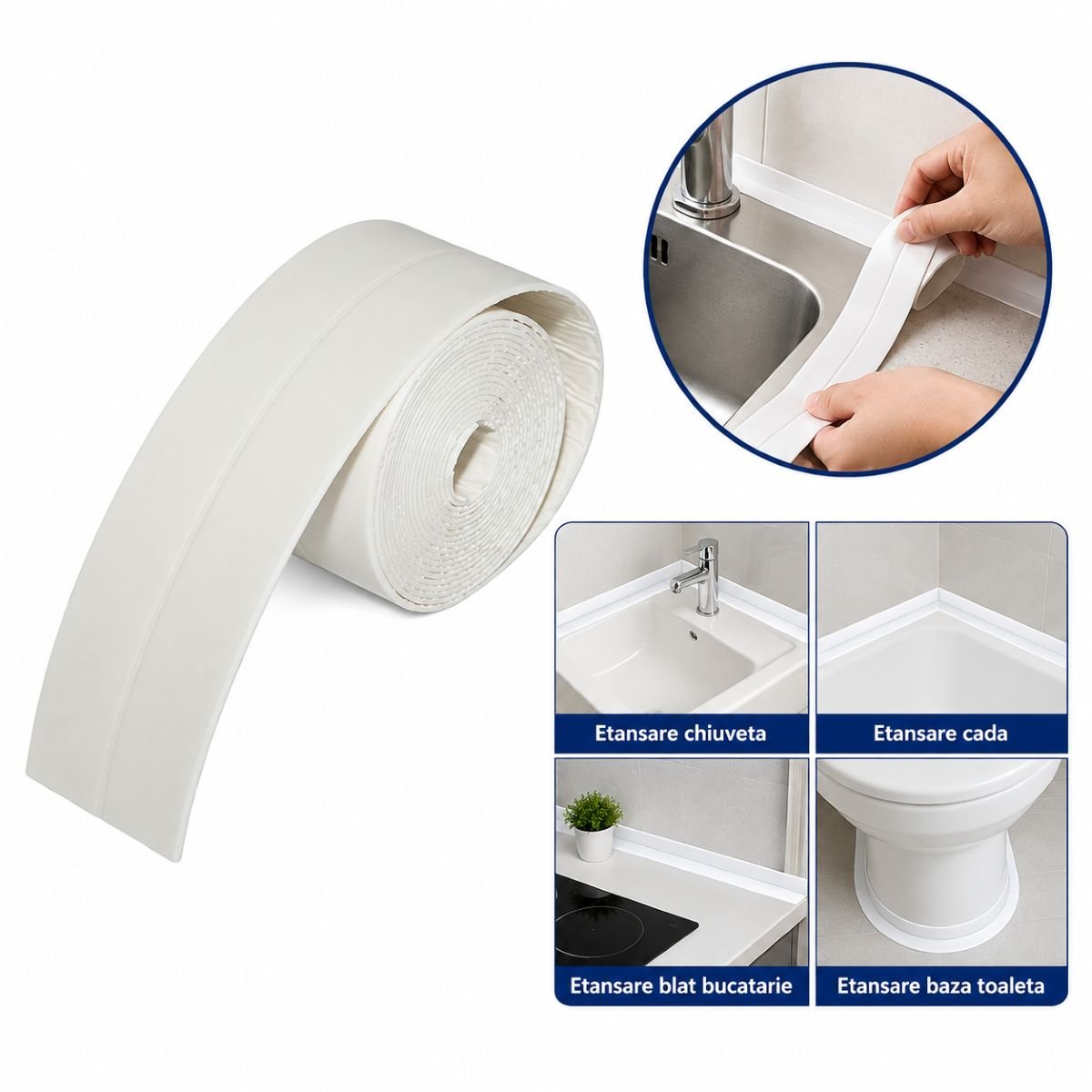 Banda etansare cada si chiuveta impermeabila autoadeziva 60mm x 3.2m HighPower AAA149