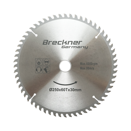 Disc circular vidia pentru lemn 250x30mm, 60 dinti, turatie maxima 6000rpm Breckner Germany