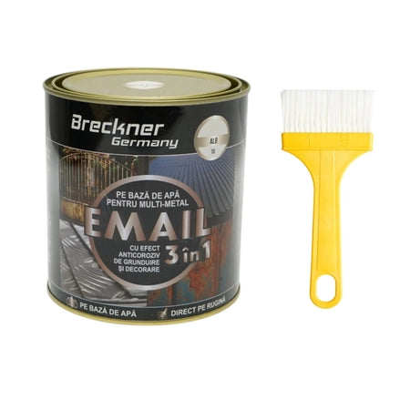 Vopsea alb 10 750g email anticoroziva 3 in 1 pentru metal, direct pe rugina, pe baza de apa