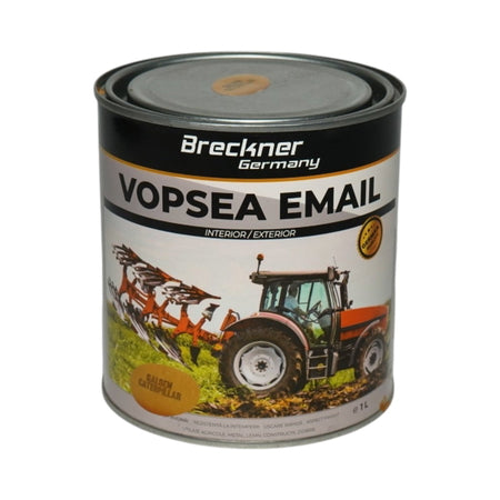 Vopsea email galben tip Caterpillar anticoroziva 3 in 1 pe baza de solvent, direct pe rugina, interior si exterior, 1L Breckner Germany