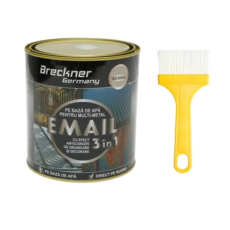 Vopsea alb boreal 750g email anticoroziva 3 in 1 pentru metal, direct pe rugina, pe baza de apa