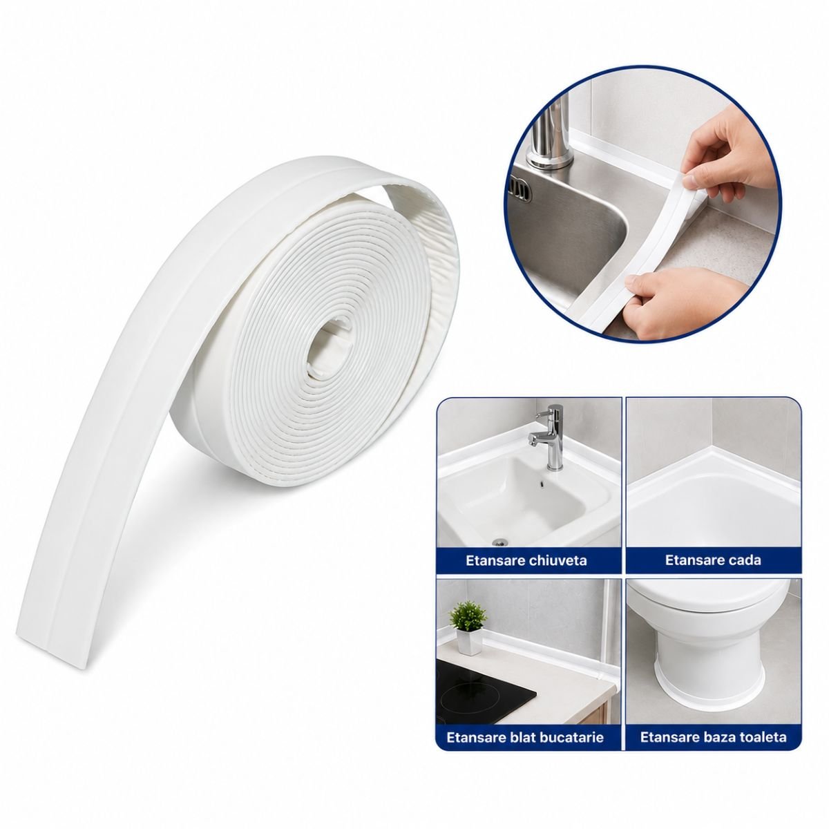 Banda etansare cada si chiuveta impermeabila autoadeziva 22mm x 3.2m HighPower AAA147
