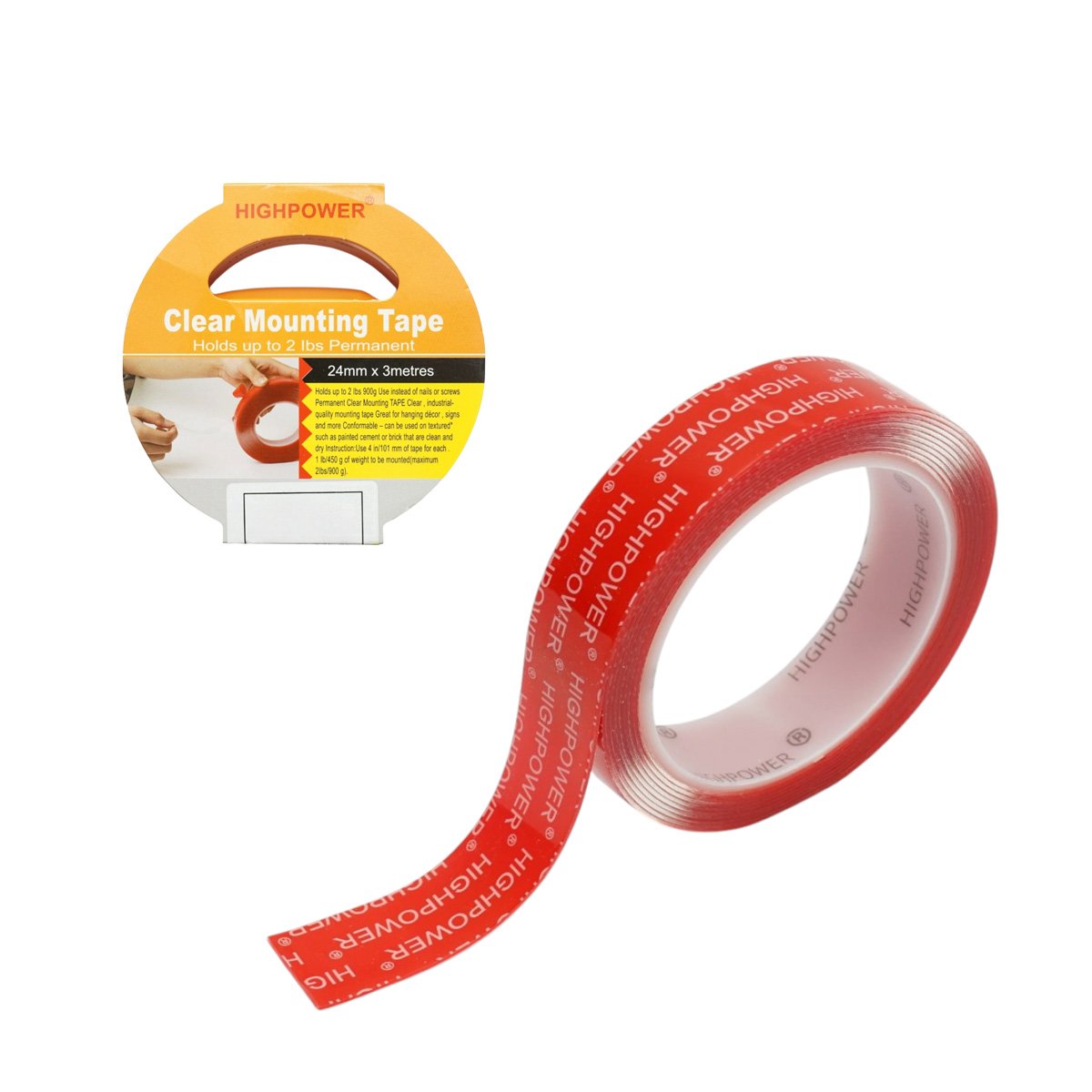 Banda dublu adeziva acrilica transparenta 24mm x 3m HighPower AAA175