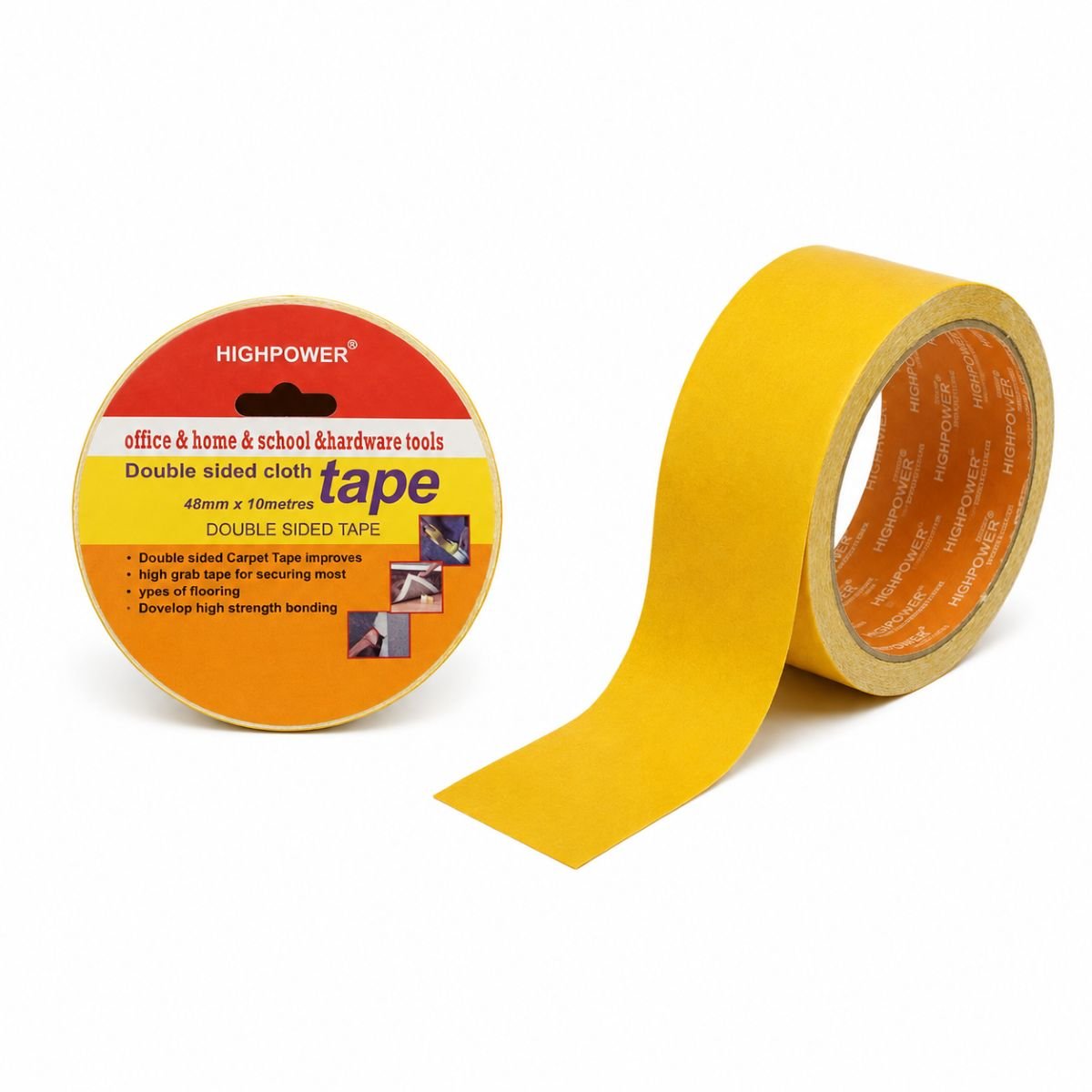 Banda dublu adeziva textila 48mm x 25m pentru mochete si covoare HighPower AAA178