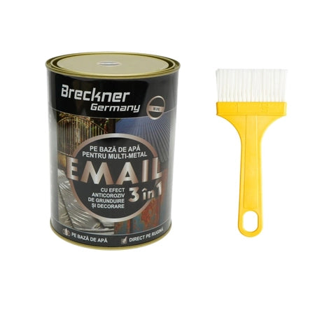 Vopsea negru 2000g email anticoroziva 3 in 1 pentru metal, direct pe rugina, pe baza de apa