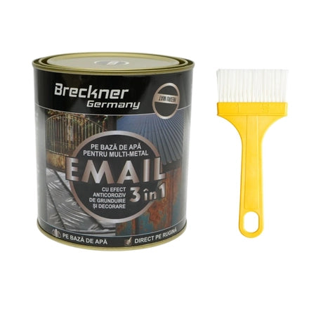 Vopsea negru mat 750g email anticoroziva 3 in 1 pentru metal, direct pe rugina, pe baza de apa