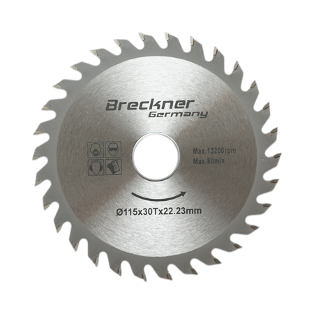 Disc circular vidia pentru lemn 115x1.2x22.23mm, 30 dinti, turatie maxima 13200rpm Breckner Germany