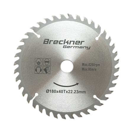 Disc circular vidia pentru lemn 180x22.23mm, 40 dinti, turatie maxima 8200rpm Breckner Germany