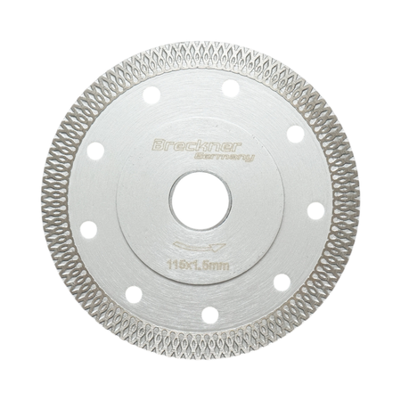 Disc diamantat turbo continuu 115x1.5x22.23mm, taiere umeda/uscata pentru ceramica dura, gresie, faianta Breckner Germany