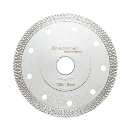 Disc diamantat turbo continuu 125x1.5x22.23mm, taiere umeda/uscata pentru ceramica dura, gresie, faianta Breckner Germany