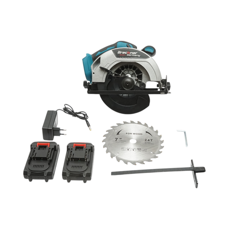 Fierastrau circular de mana 1000W cu 2 baterii litiu 21V/1.5Ah, disc 185mm, taiere unghi 0-45°, turatie 3900rpm Breckner Germany