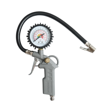 Pistol umflat roti cu furtun si manometru mecanic 0-16 bar Crownman