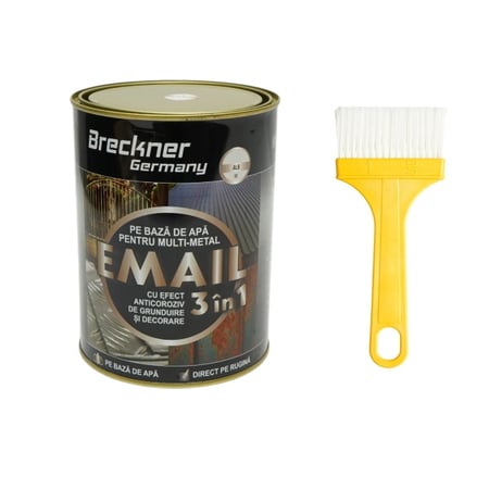 Vopsea email anticoroziva 3 in 1 pentru metal, direct pe rugina, pe baza de apa, alb 10 2000g Breckner Germany