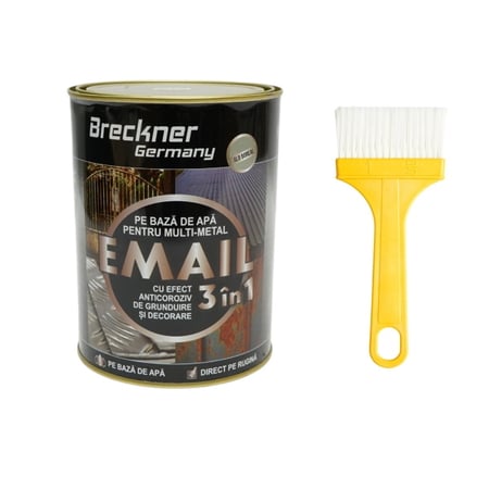 Vopsea email anticoroziva 3 in 1 pentru metal, direct pe rugina, pe baza de apa, alb boreal 2000g Breckner Germany