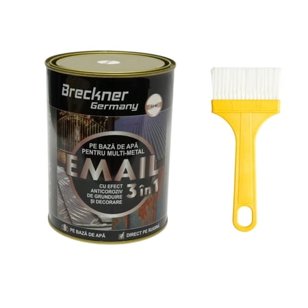 Vopsea email anticoroziva 3 in 1 pentru metal, direct pe rugina, pe baza de apa, alb mat 2000g Breckner Germany
