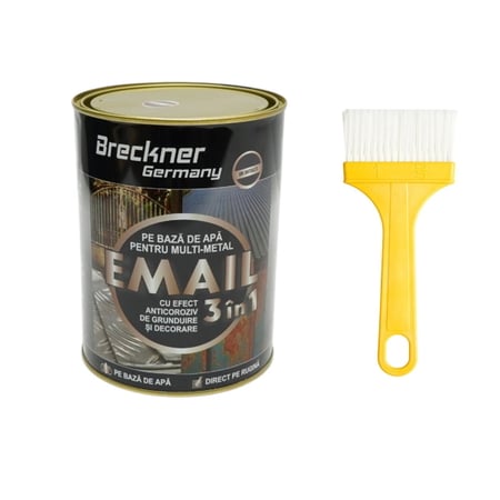 Vopsea email anticoroziva 3 in 1 pentru metal, direct pe rugina, pe baza de apa, gri antracit RAL 7016 2000g Breckner Germany