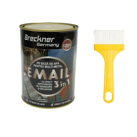 Vopsea email anticoroziva 3 in 1 pentru metal, direct pe rugina, pe baza de apa, portocaliu 2107 Amazone 2000g Breckner Germany