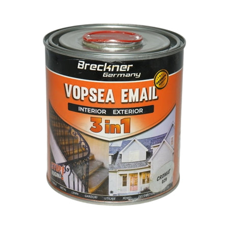 Vopsea email crom metalizat 029 anticoroziva 3 in 1 pe baza de solvent, direct pe rugina, interior si exterior, 1L Breckner Germany