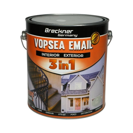 Vopsea email gri 7001 anticoroziva 3 in 1 pe baza de solvent, direct pe rugina, interior si exterior, 3.5L Breckner Germany