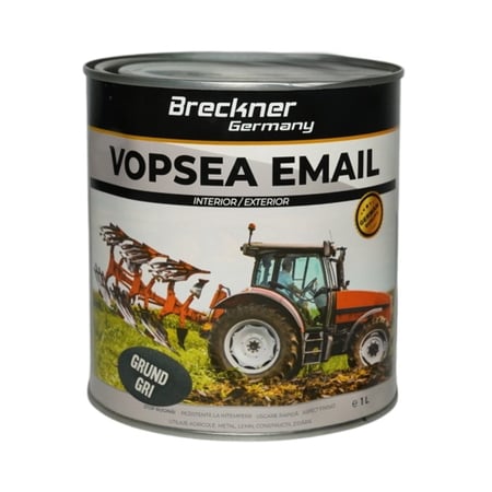 Vopsea email grund gri anticoroziva 3 in 1 pe baza de solvent, direct pe rugina, interior si exterior, 1L Breckner Germany