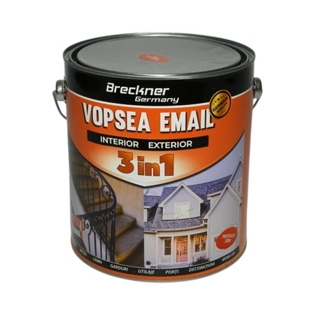 Vopsea email portocaliu 2004 anticoroziva 3 in 1 pe baza de solvent, direct pe rugina, interior si exterior, 3.5L Breckner Germany