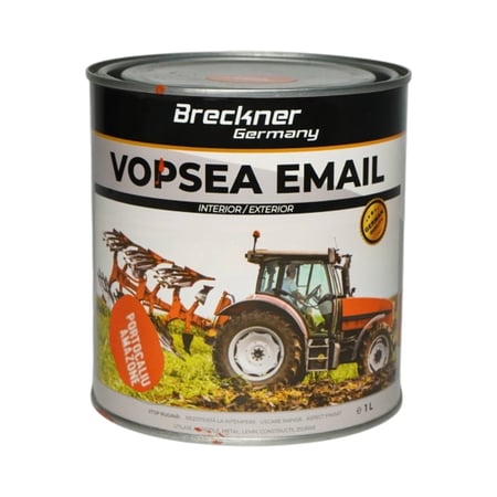 Vopsea email portocaliu tip Amazone anticoroziva 3 in 1 pe baza de solvent, direct pe rugina, interior si exterior, 1K 1L Breckner Germany