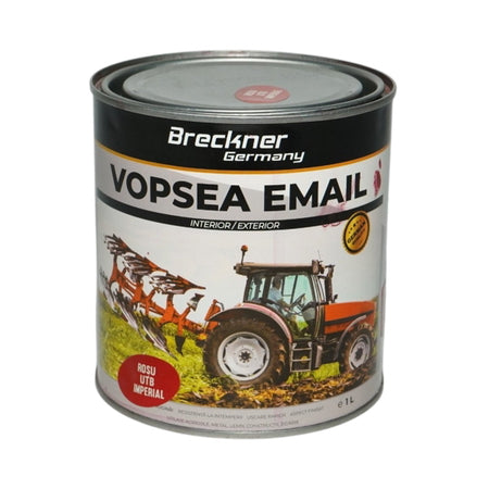 Vopsea email rosu UTB imperial anticoroziva 3 in 1 pe baza de solvent, direct pe rugina, interior si exterior, 1L Breckner Germany