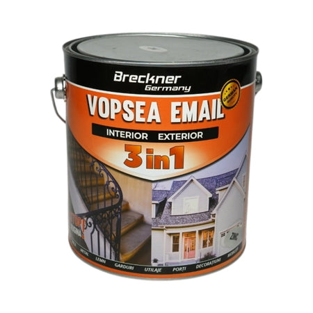 Vopsea email zinc anticoroziva 3 in 1 pe baza de solvent, direct pe rugina, interior si exterior, 3.5L Breckner Germany