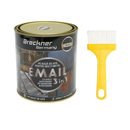 Vopsea negru 750g email anticoroziva 3 in 1 pentru metal, direct pe rugina, pe baza de apa
