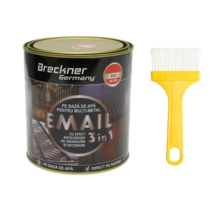 Vopsea rosu RAL 2002 750g email anticoroziva 3 in 1 pentru metal, direct pe rugina, pe baza de apa