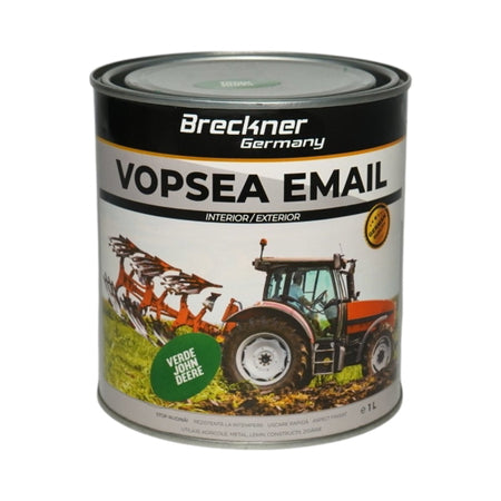 Vopsea verde Tip John Deere email anticoroziva 3 in 1 pe baza de solvent, direct pe rugina, interior si exterior, 1K 1L Breckner Germany